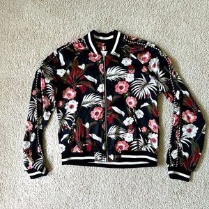 Satiny Floral Bomber Jacket